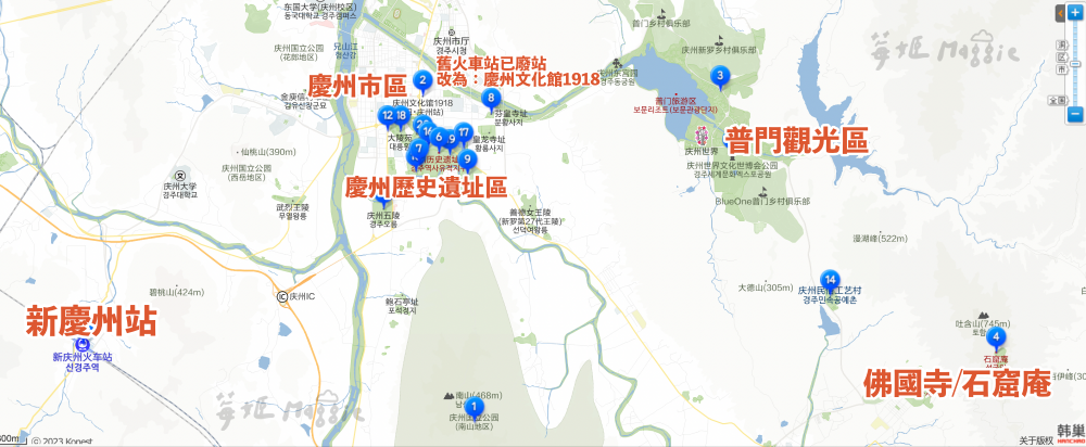 慶州全區地圖地理位置圖