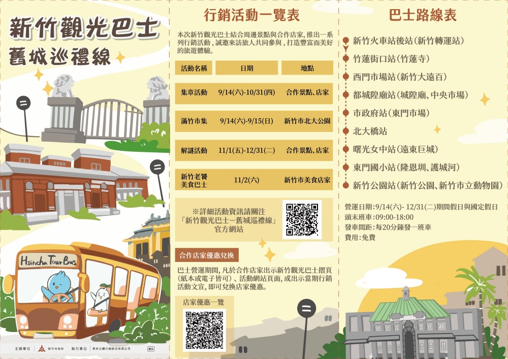 新竹觀光巴士路線圖、景點｜免費搭乘暢遊新竹舊城區古蹟